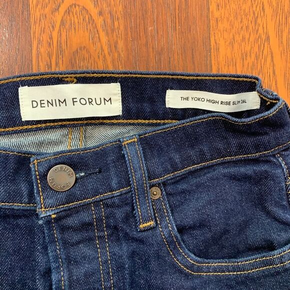 Aritzia Denim Forum The Yoko High Rise Slim Jeans Size 25 26L Dark Wash - Picture 7 of 12